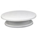 Detail of white PP plastic cake turntable with non-slip concentric textures and stable base - 28cm (Large) / White