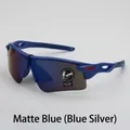 Matte blue sports cycling sunglasses with blue mercury reflective lenses and safety features - Matte Blue Frame Blue Mercury Lens