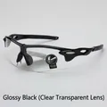 Sport cycling sunglasses with glossy black frame and transparent anti-impact lenses - Bright Black Frame Transparent White Lens