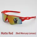 Matte red cycling sunglasses with red mercury mirror lenses and vented half-frame design - Matte Red Frame Red Mercury Lens