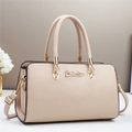 Sacoche élégante en cuir beige avec poignées et bandoulière réglable - Khaki