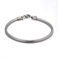 Sleek 3mm silver stainless steel snake bone chain bracelet with a secure lobster clasp - 21cm / Silver/3.2mm Round Snake Chain