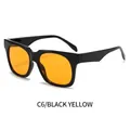 Fashionable square black frame sunglasses with vibrant yellow lenses for women - Black Frame Yellow Lens