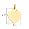 Gold heart-shaped 316L stainless steel pendant measuring 24mm by 23mm with a polished finish - Gold 24*23mm