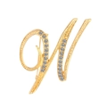 Golden letter W brooch featuring sparkling round rhinestones on a polished metal base - Letter W / Gold