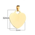 Polished 316L gold stainless steel heart pendant measuring 32mm by 31mm size - Gold 32*31mm
