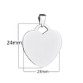 Polished 316L stainless steel heart pendant variant measuring 24mm by 23mm - Steel Color 24*23mm