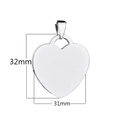 Silver 316L stainless steel heart pendant with polished finish measuring 32mm x 31mm - Steel Color 32*31mm