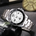 Orologio al quarzo WLISTH da uomo con lunetta girevole nera e quadrante bianco elegante - Cinturino in Lega Argento Quadrante Bianco