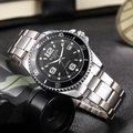 Orologio classico da uomo in acciaio inossidabile argento con quadrante nero - Cinturino in Lega Argento Quadrante Nero
