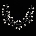 Fascia sposa fatta a mano 30cm con perle bianche su filo d'argento per acconciatura nozze - Catena morbida da 30 cm / Bianco perla