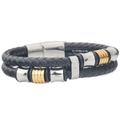 Pulsera minimalista de cuero trenzado de doble capa con cierre magnético oro y plata - Doble trenzado tono dorado / Dorado