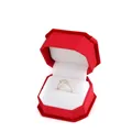 Gold-tone oval halo pave ring showcased in a premium red velvet octagonal jewelry box - Ring Box / Red With White Interior