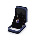 Golden four-leaf clover necklace with blue stones in a navy octagonal velvet jewelry box - Small Pendant Box / Blue With Black Interior