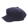 Classic navy blue corduroy newsboy cap for men and women with retro button detail - M (56-58cm) / Navy Blue
