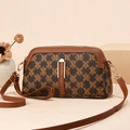 Elegant brown monogram crossbody bag with adjustable strap and vintage gold hardware - Coffee/Letter