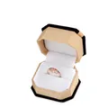 Elegant rose gold ring with colorful gemstones in a hexagonal velvet jewelry display box - Ring Box / Yellow With White Interior