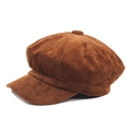 Vintage brown corduroy newsboy cap for men and women featuring a classic 8-panel crown design - M (56-58cm) / Coffee