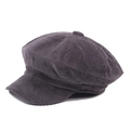Retro corduroy newsboy cap in deep gray-purple with textured octagonal crown - M (56-58cm) / Gray