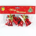 Set di due campanelle natalizie rosse da 4,5 cm con angeli dorati e fiocchi nella confezione - Modello Note 2 Corde/Sacco - Rosso