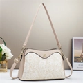 Minimalist apricot leather crossbody phone bag with paisley print and gold hardware - Apricot