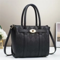 Classic black leather tote bag with quilted pattern, golden twist lock, and adjustable strap - Length 27 Width 13 Height 24 / Black