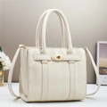 Beige quilted leather bucket bag with top handles and adjustable shoulder strap - Length 27 Width 13 Height 24 / Off White