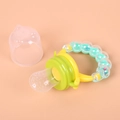 Yellow-green baby fruit feeder with bead rattle handle and transparent silicone teat - Green / S