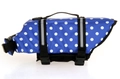 Blue dog life jacket with white polka dots and adjustable safety straps for swimming - XXS / Blue Spot Stone