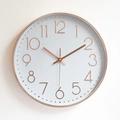 Modern 12-inch silent wall clock with white dial and rose gold 3D numbers for living room - 12inches/30cm / Rose Gold