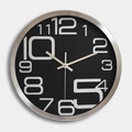 Orologio da parete silenzioso con cornice in metallo spazzolato e quadrante nero moderno - Quadrante Nero Con Numeri Bianchi e Cornice in Argento Spazzolato