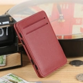 Portafoglio magico slim bordeaux in pelle PU con slot per carte e fascia elastica - Borgogna