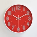 Orologio da parete silenzioso 30 cm con quadrante rosso, cornice bianca e numeri 3D - Rosso