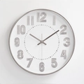 Modern minimalist 12-inch wall clock with silver 3D numerals and white dial face - Electroplated Silver