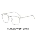 Minimalist semi-rimless anti-blue light glasses frame in transparent silver finish, C6 variant - Transparent Silver Frame