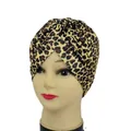 Golden leopard print turban hat for men and women featuring stylish pleated texture - One Size / Gold Leopard Print
