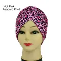 Rose red leopard print turban hat with a cross-knot design for women and men - One Size / Light Rose Red Leopard