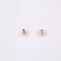 Pair of clear silicone ear nuts with golden metal core for large earring support - Gold Metal + Clear Disk Earring Backs