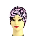 Pink and black zebra print turban hat for women with a stylish knot detail design - One Size / Pink Zebra