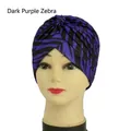 Fashionable dark purple zebra print turban hat with a stylish front twist knot detail - One Size / Dark Purple Zebra