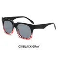 Fashion square sunglasses with black tortoise frames and gray lenses in a C5 variant - Black Tortoise Grey Lens