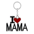 Silver metal keychain with I Love Mama lettering and red heart for Mother's Day gift - D1110-I Love Mama / Silver