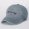 Casquette de baseball en coton délavé gris avec broderie Bad Hair Day style vintage - Gris