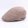 Brown fine plaid flat cap with side metal buckle and breathable holes for outdoors - Adjustable / Coffee