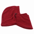 Dark red fleece thermal cycling balaclava with adjustable black drawstring buckle - M (56-58cm) / Burgundy