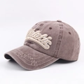 Casquette de baseball vintage en coton délavé rose-brun avec broderie athlétique - Réglable / café