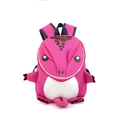 Pink cartoon 3D dinosaur backpack for kids with white belly and decorative scales - Pink