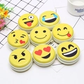 Set de monederos redondos de hojalata emoji con caras sonrientes amarillas vibrantes - Estilo F Mixto - Expresiones de Emoji