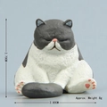Miniatura de gato blanco y negro durmiendo en resina, medidas de 2,7 cm y peso de 8g - Gato gordo sentado dormido
