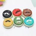 Assorted circular tinplate coin purses with zipper in multiple vibrant colors and patterns - Style E Mixed - Gentleman Mustache